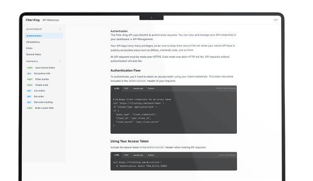 Image of API documentation