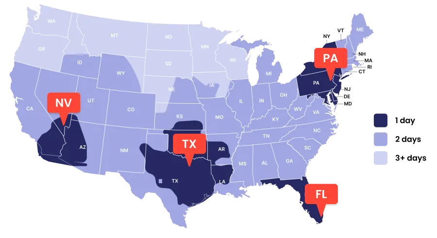 Filter King fulfillment locations across the United States