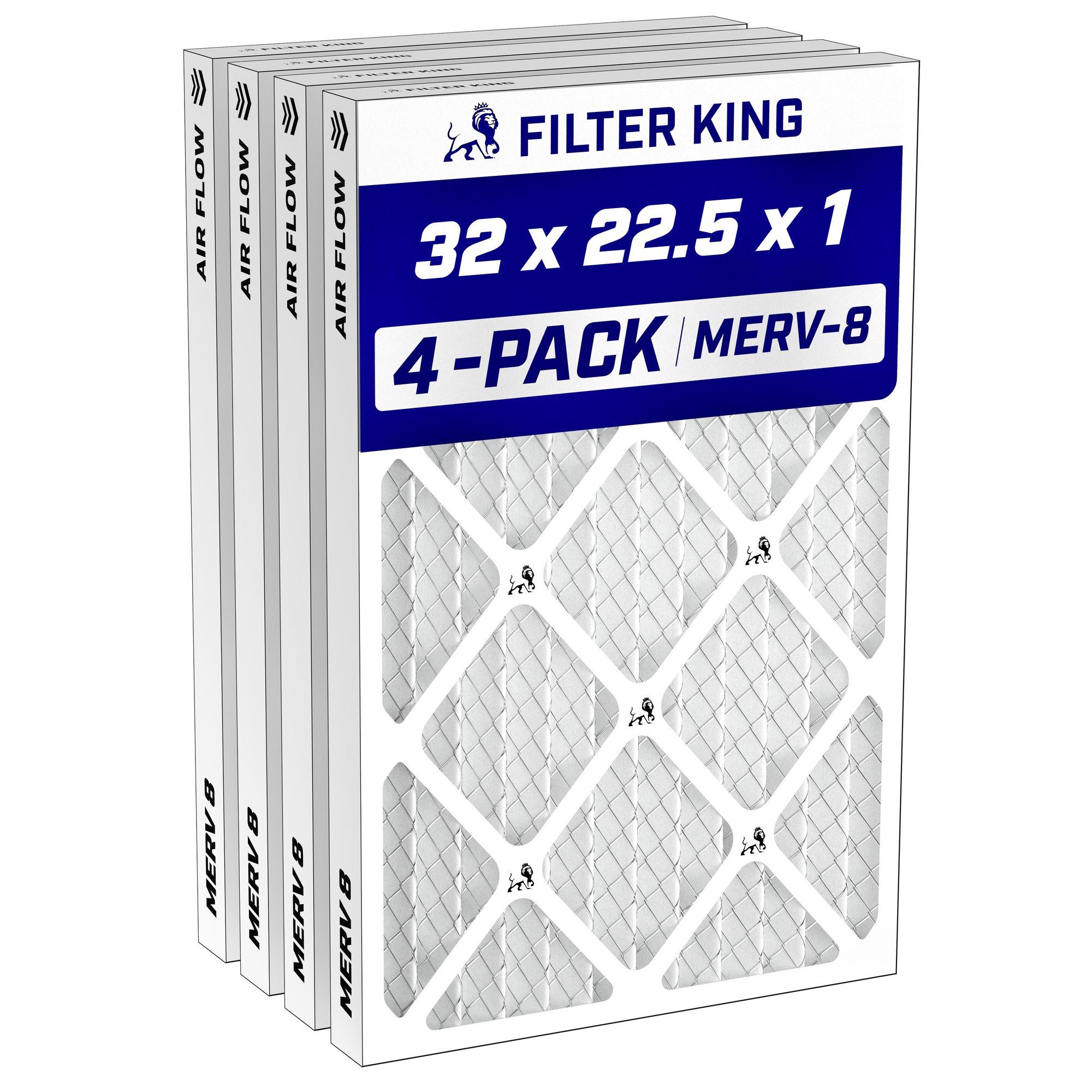 Filter King 32x22.5x1 Air Filter 4-PACK MERV 8 Actual Size 32 x 22.5 x .75"